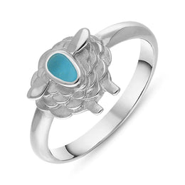 18ct White Gold Turquoise Sheep Ring, R1245.