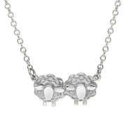 9ct White Gold Two Sheep Necklace
